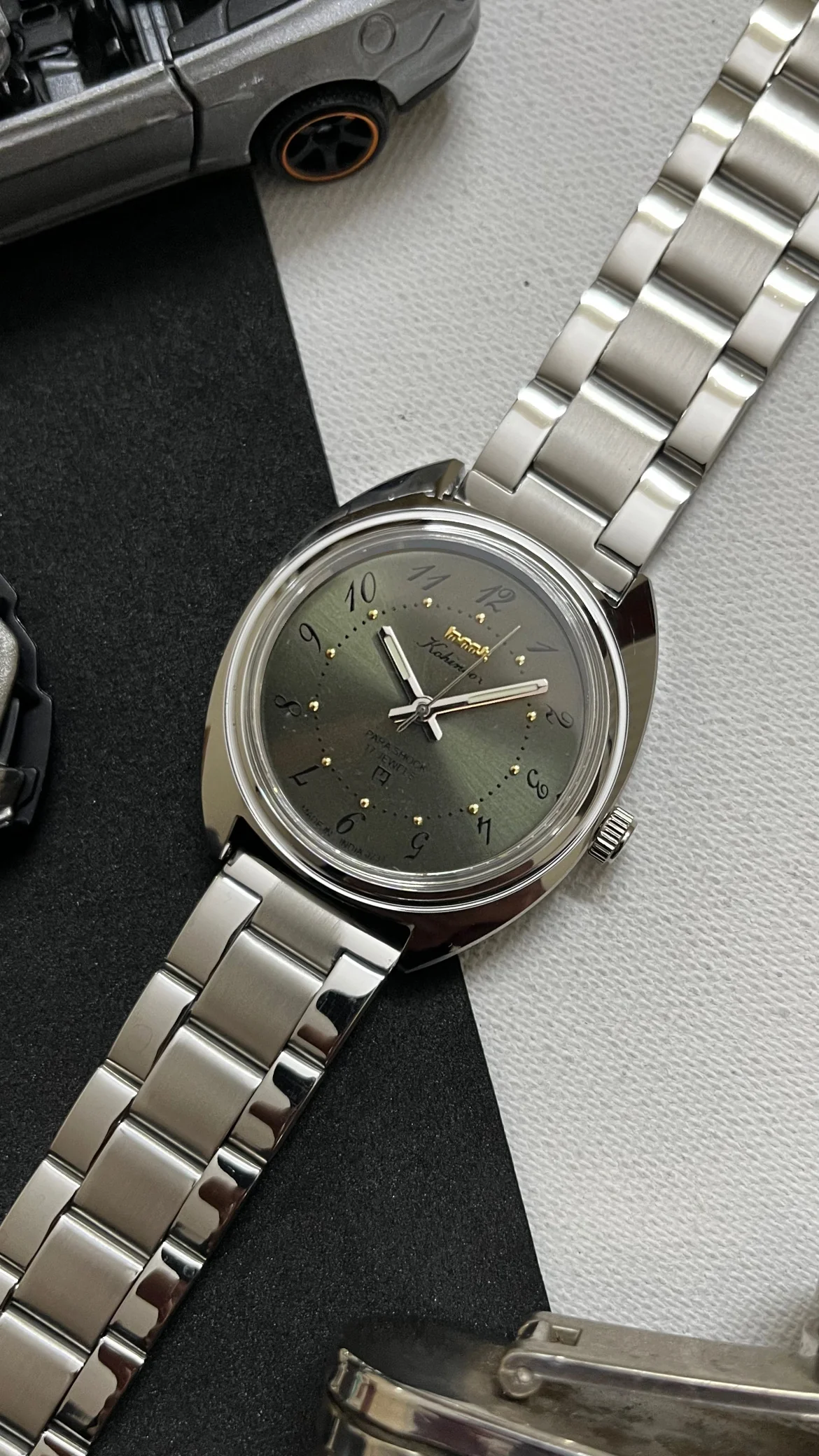 HMT Kohinoor - OLIVE GREEN 'Drunken Numbers' - Image 5