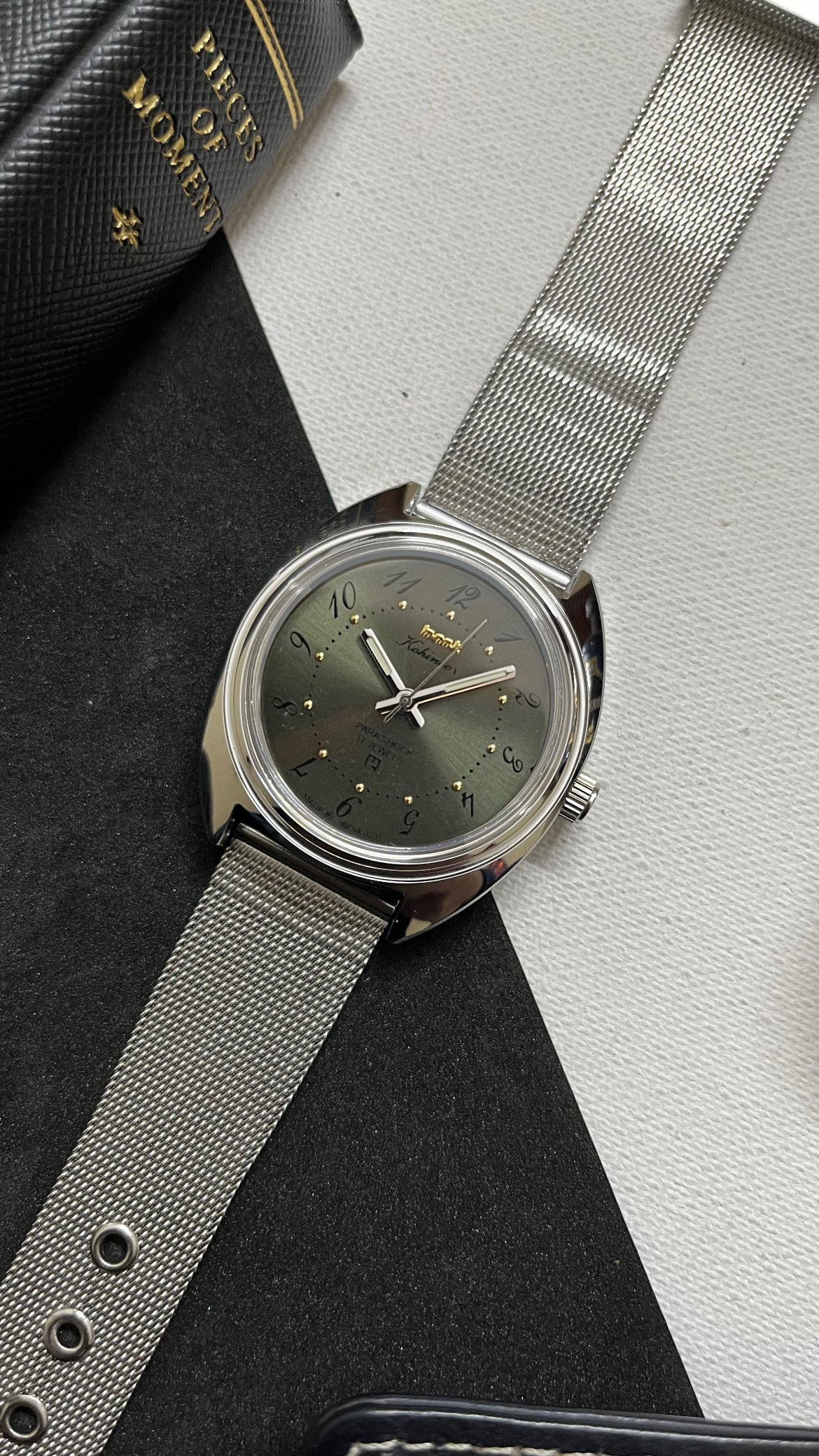 HMT Kohinoor - OLIVE GREEN 'Drunken Numbers' - Image 6