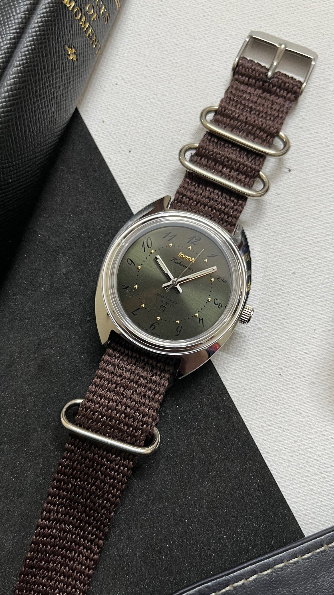 HMT Kohinoor - OLIVE GREEN 'Drunken Numbers' - Image 7